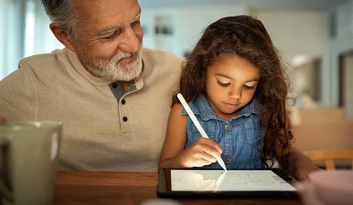 Grandfather and granddaughter.